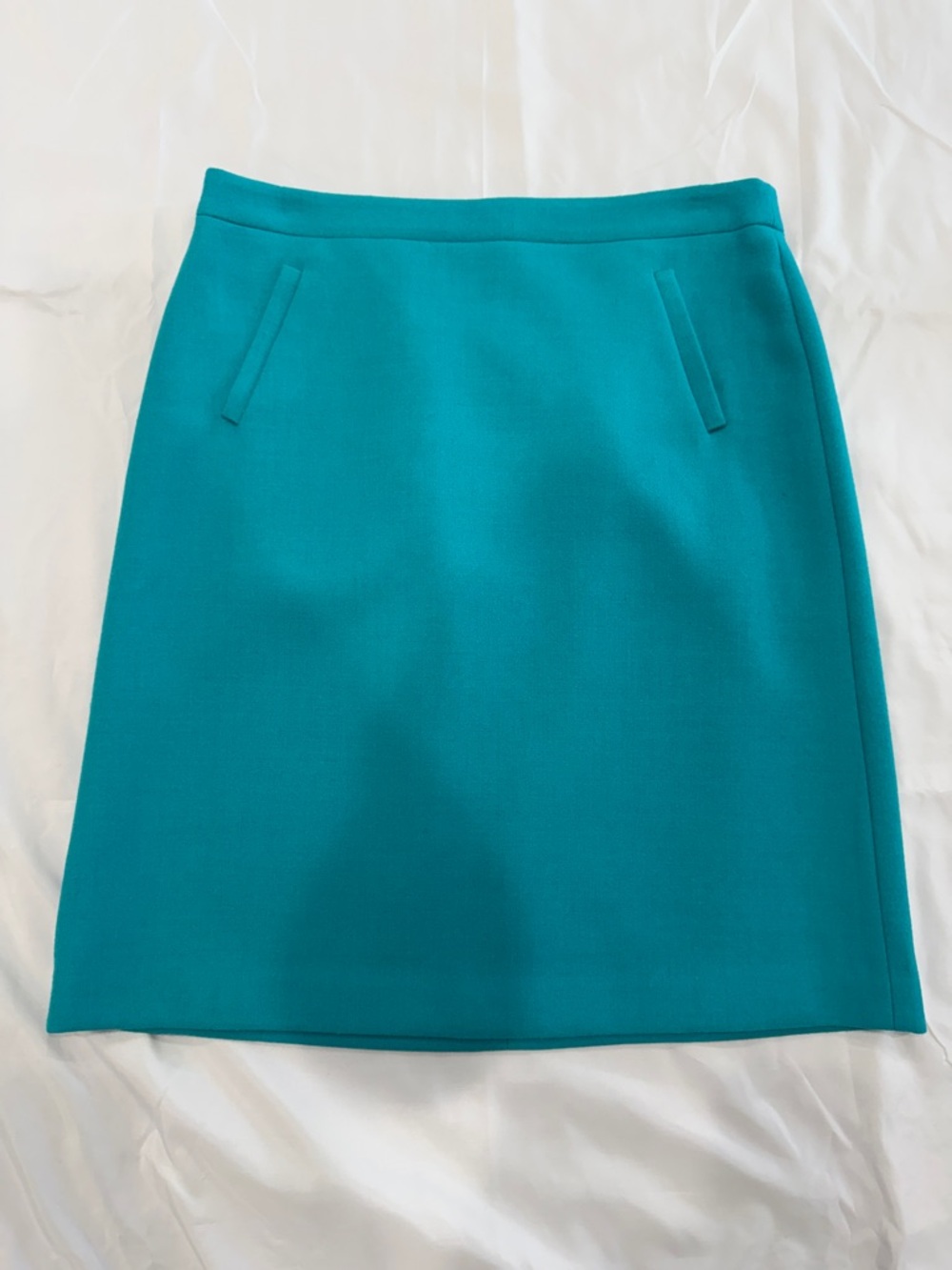 J. Crew Teal A Line Knee Length Wool Skirt—14